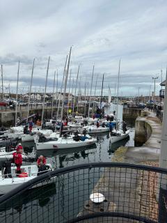 Starting the day with a walk through the marina - these sailing boats were waiting at the lock to head out to the bay for some racing